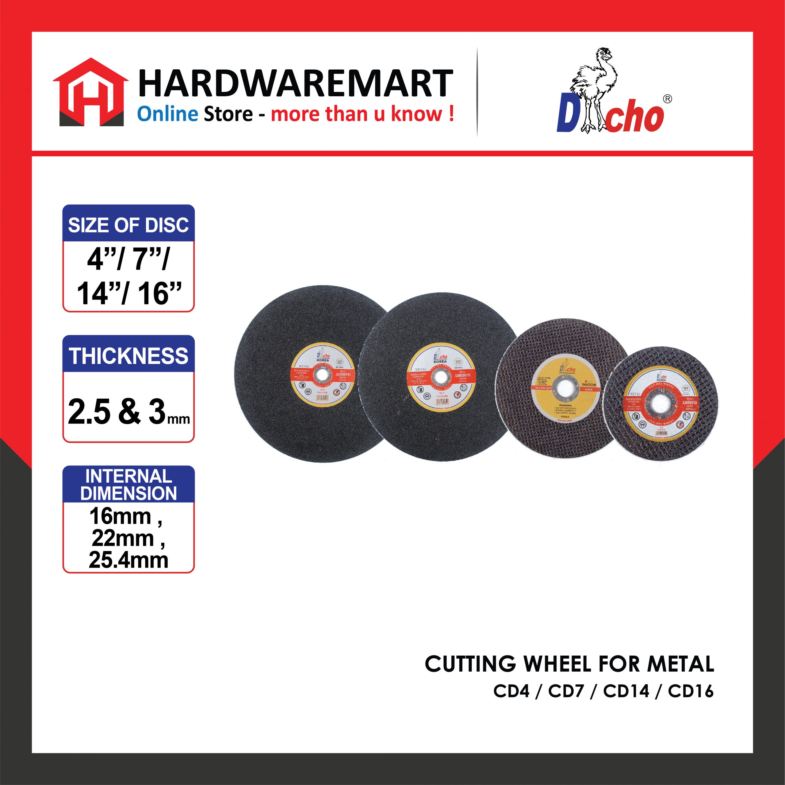 Hardwaremart DACHO template-06 DACHO CUTTING WHEEL FOR METAL (PER PIECE)