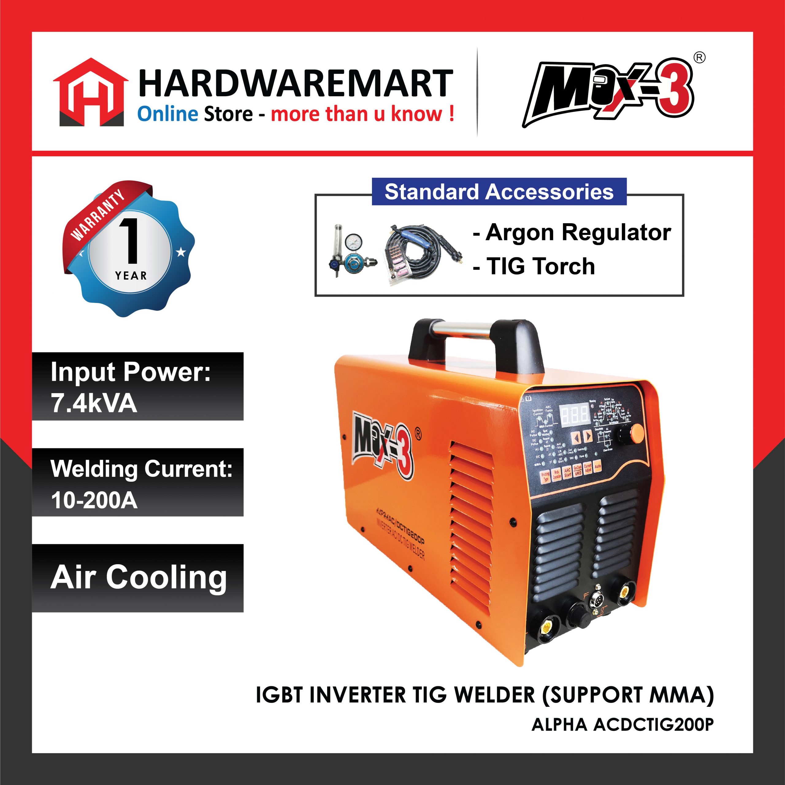Hardwaremart MAX3 template-07 MAX3 ALPHA ACDCTIG200P IGBT INVERTER TIG WELDER (SUPPORT MMA)