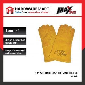 MAX-3 14" MAX-SAFE WELDING LEATHER HAND GLOVE MS-360