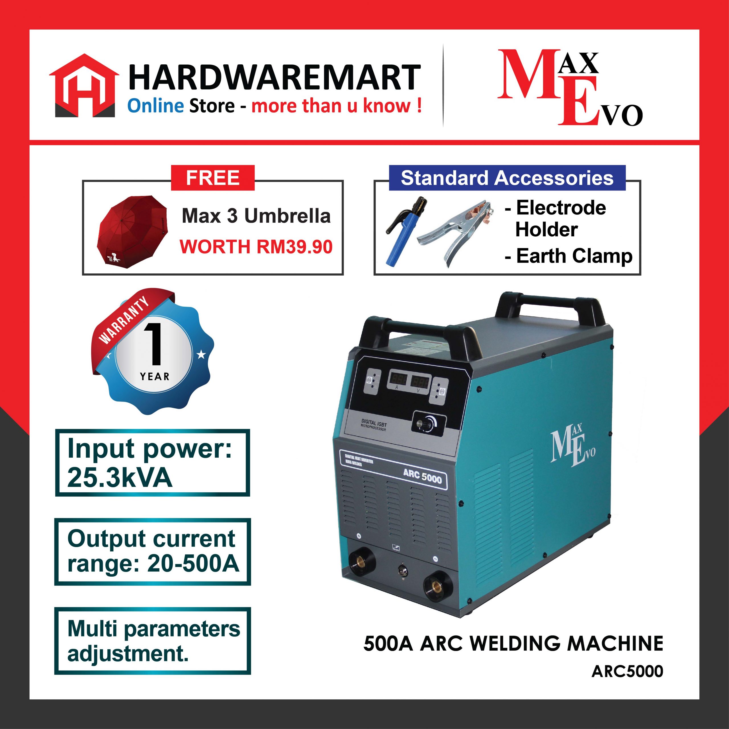 Hardwaremart MAXEVO templates-04 MAXEVO ARC5000 500A ARC WELDING MACHINE