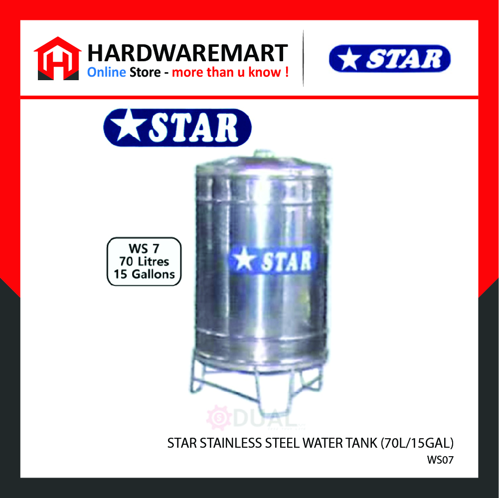 Hardwaremart STAR template-02 STAR WS07 STAINLESS STEEL WATER TANK (70L/15GAL)