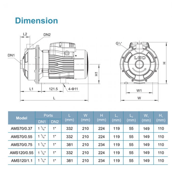 AMSM120_1_1_1760585520.jpg LEO AMS120/1.1 STAINLESS STEEL CENTRIFUGAL PUMP (1.5HP/160LMIN/32MM X 25MM)