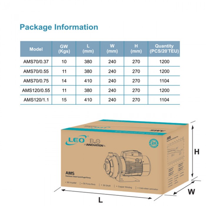 AMSM120_1_1_1760585520.jpg LEO AMS120/1.1 STAINLESS STEEL CENTRIFUGAL PUMP (1.5HP/160LMIN/32MM X 25MM)