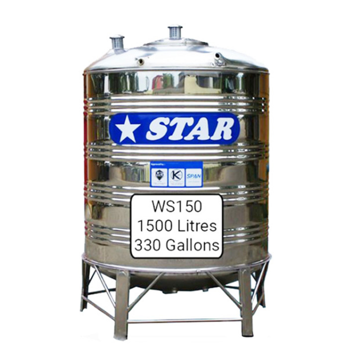 Hardwaremart STAR template-36 STAR WS150 STAINLESS STEEL WATER TANK (1500L/330GAL)