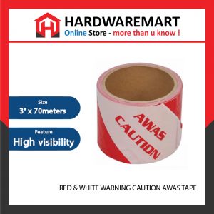 6 PCS RED & WHITE WARNING CAUTION AWAS TAPE (70MM X 70M)